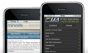 Two examples of mobile websites