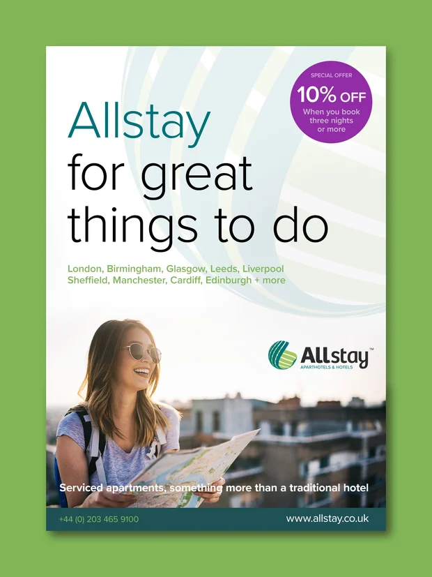 Example of Allstay Apartments website and marketing work