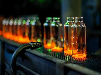 Photo of a furnace at a glass factory