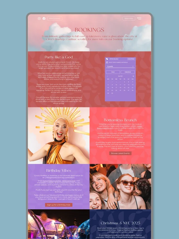 Circe's Rooftop website design