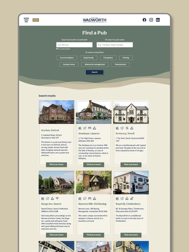 Wadworth website design