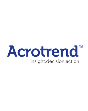 Logo of Acrotrend, featuring the name in bold blue letters with the tagline "insight.decision.action" in a smaller gray font beneath.