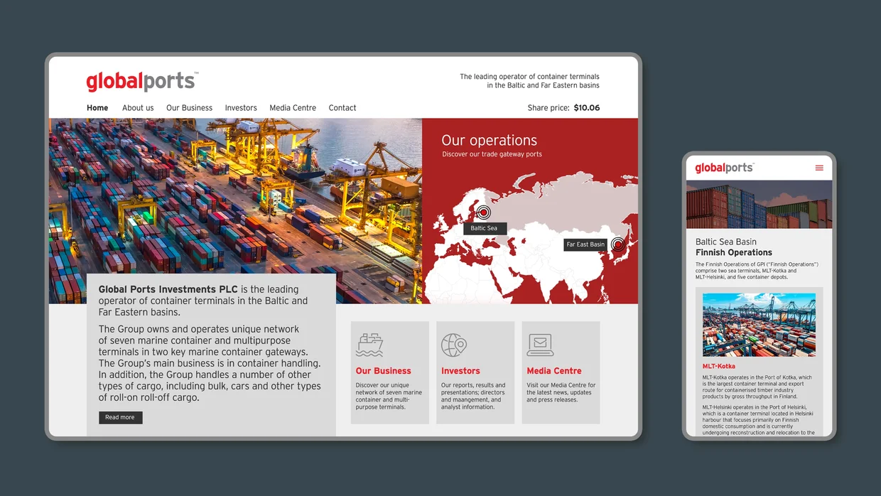 Global Ports Investments PLC website, branding and marketing