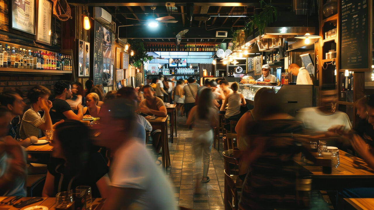 Inside a busy restaurant