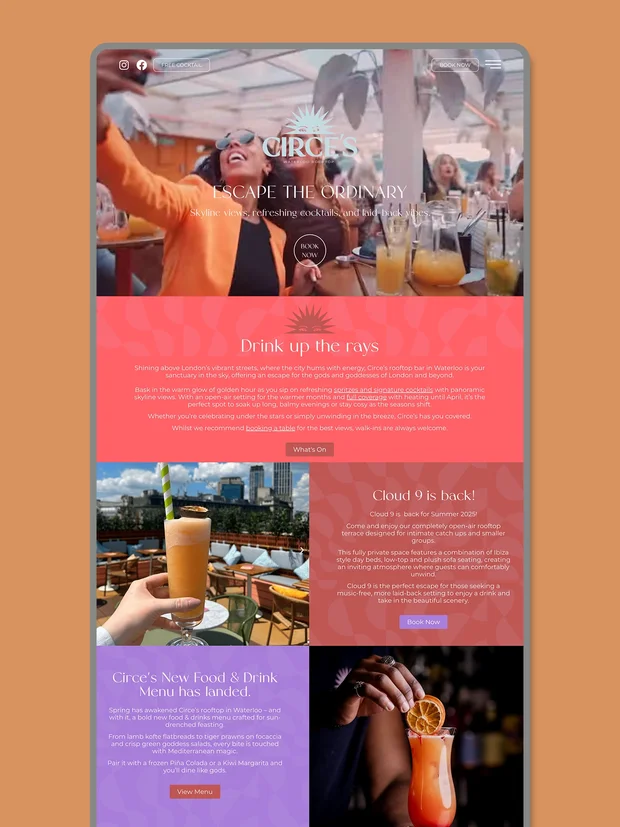 Circe's Rooftop website design