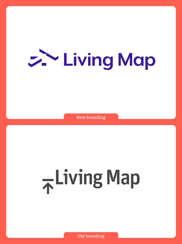 Living Map logos before and after