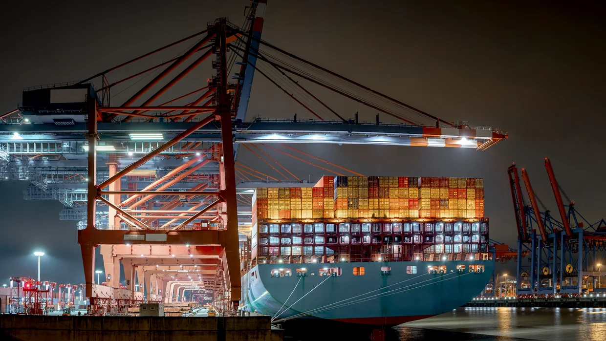 Cargo ship in a port