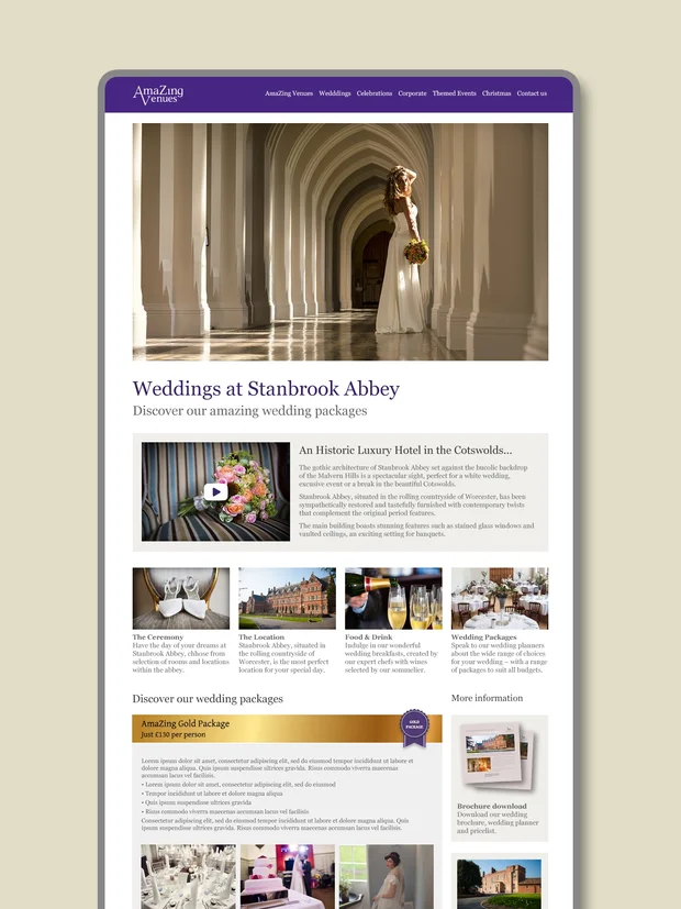 AmaZing Venues website design