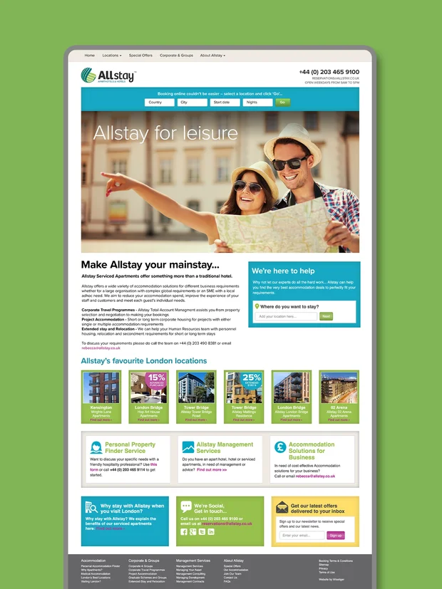 Example of Allstay Apartments website and marketing work