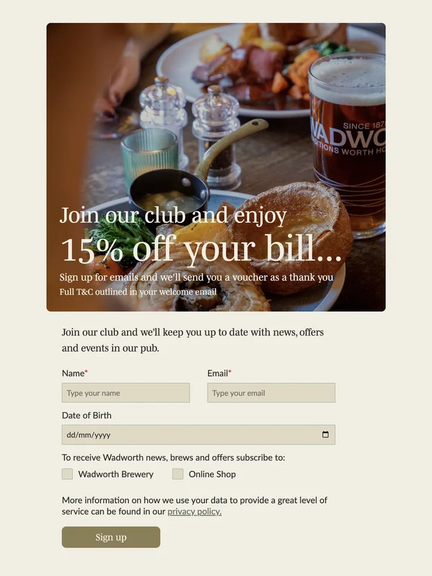 Wadworth pubs website design
