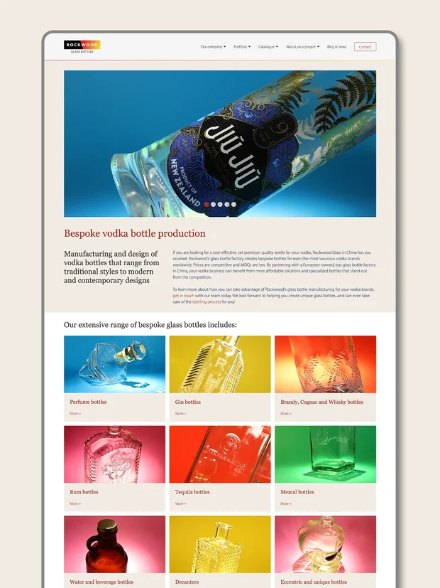 An example of Rockwood Glass and Ceramics digital marketing and website