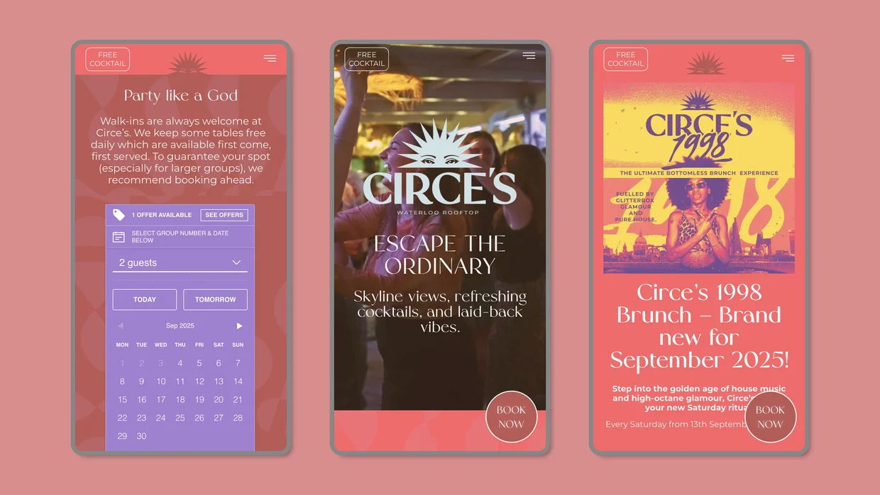Circe's Rooftop website design