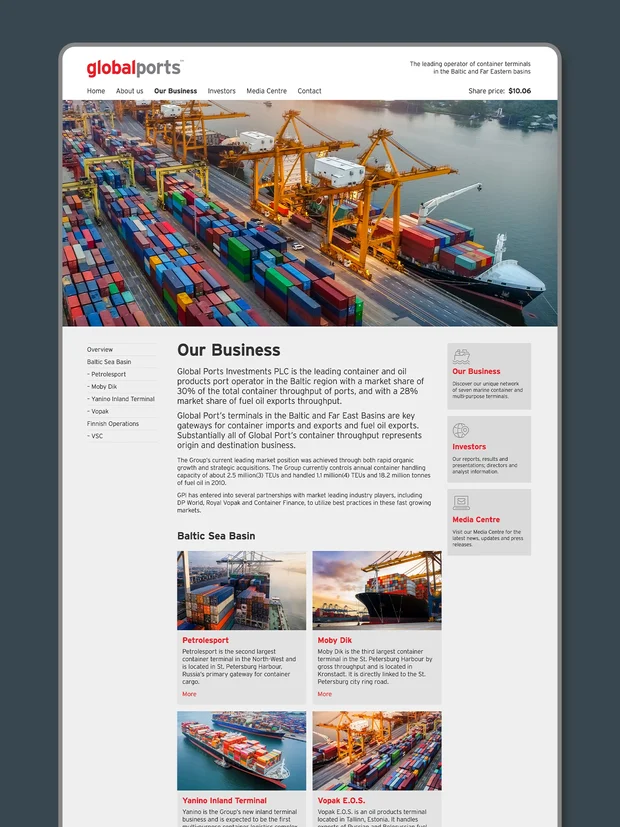 Global Ports Investments PLC website, branding and marketing