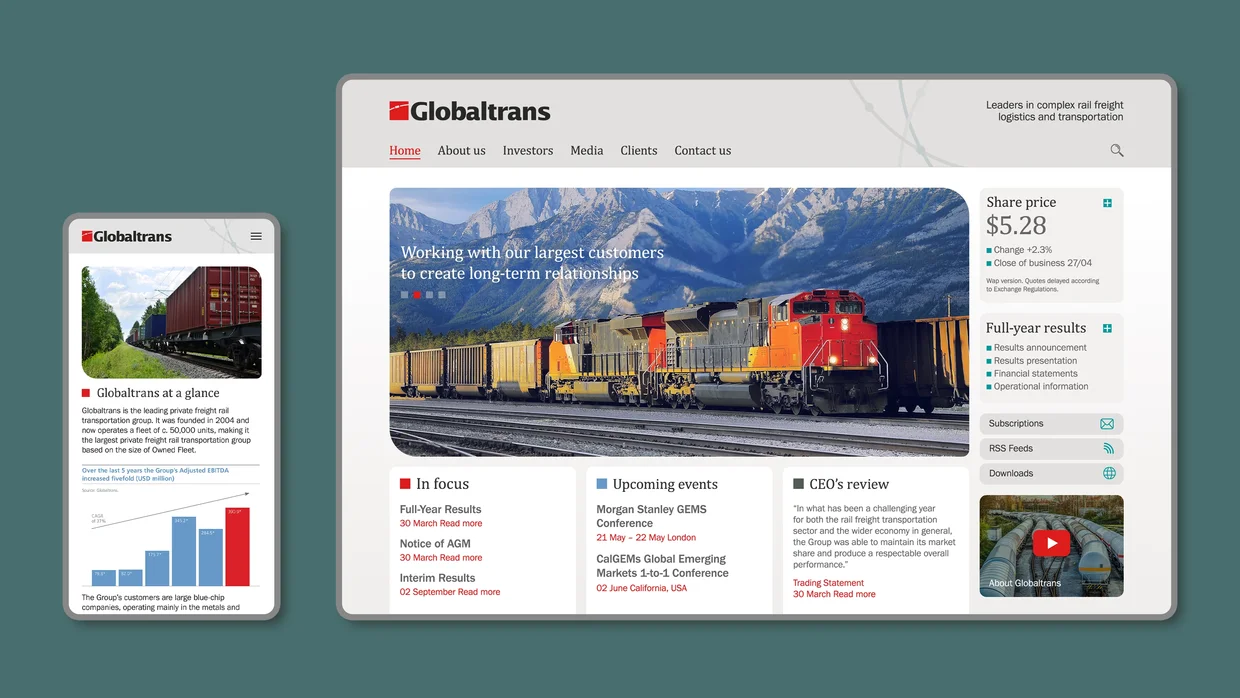 Globaltrans Investments PLC investor relations website and materials