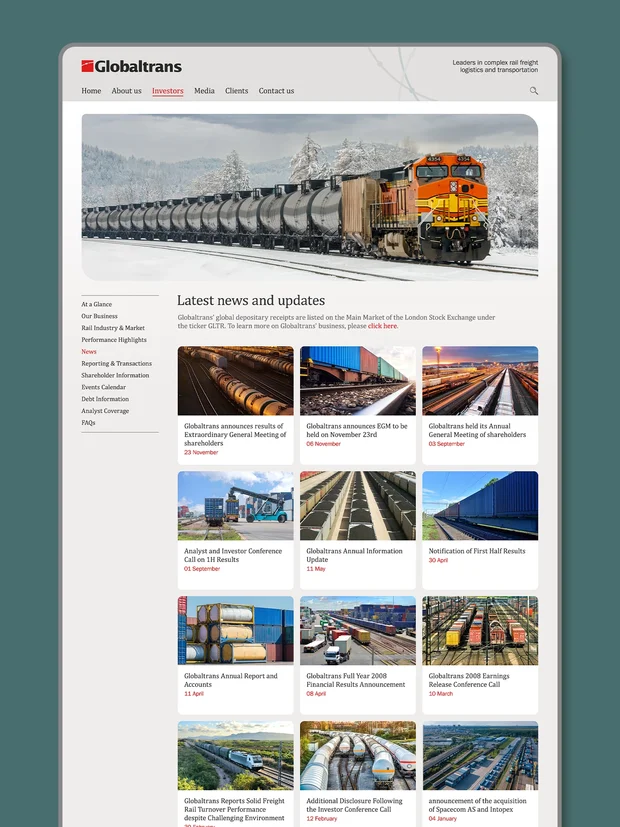 Globaltrans Investments PLC investor relations website and materials