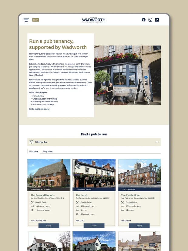 Wadworth website design