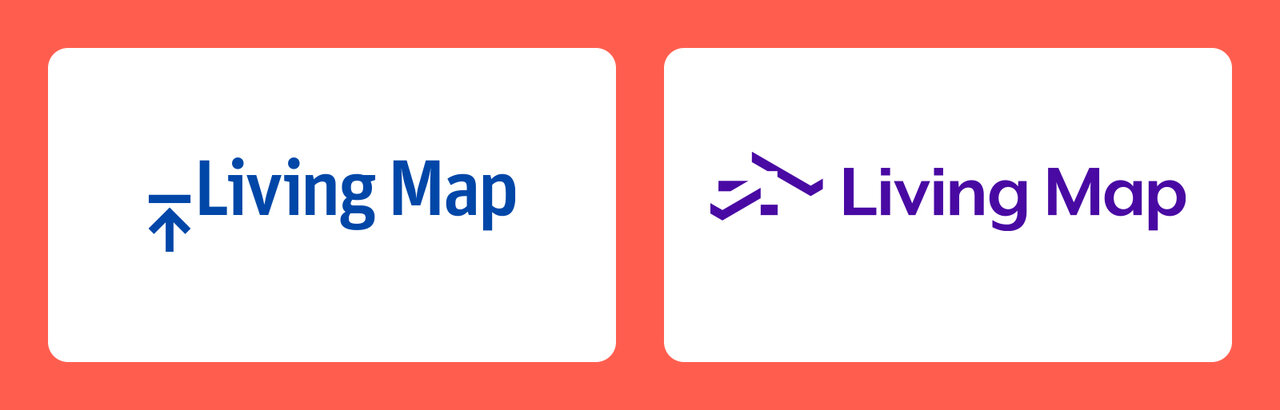 Living Map logo, before and after